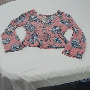 American Rag Pink and Blue Floral Blouse